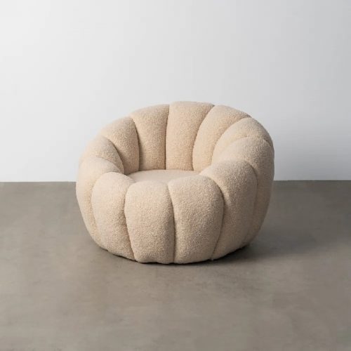 SILLÓN  BULLON BEIGE TEJIDO-MADERA 92 X 89 X 61 CM
