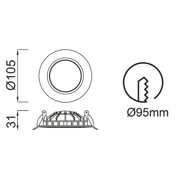 Foco empotrable CUPULA de 7w 10,3cm - Imagen 2