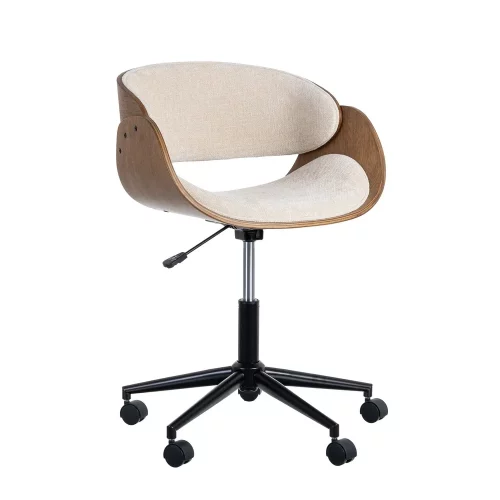 Silla con ruedas GIRO madera textil - Crema- marrón