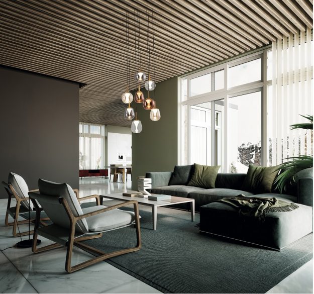 Modern luxury apartment. Interior design of contemporary living room. Home.