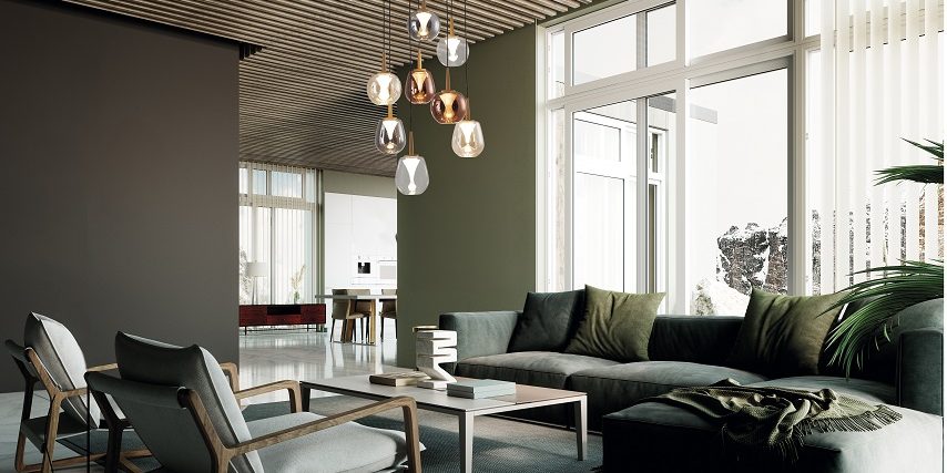 Modern luxury apartment. Interior design of contemporary living room. Home.