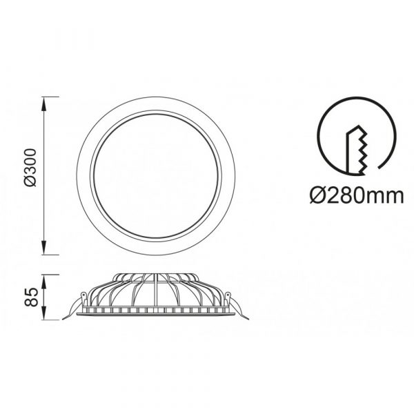 Foco empotrable CUPULA de 30w 30cm - Imagen 3