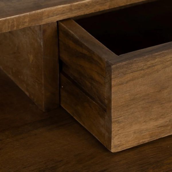 ESCRITORIO NATURAL-NEGRO MADERA DE MANGO 125 X 62 X 90 CM - Imagen 5