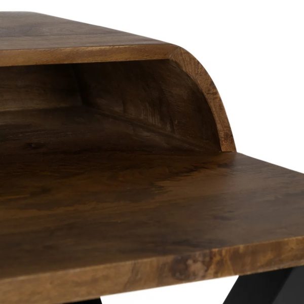 ESCRITORIO NATURAL-NEGRO MADERA DE MANGO 125 X 62 X 90 CM - Imagen 7