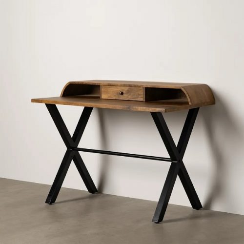 ESCRITORIO NATURAL-NEGRO MADERA DE MANGO 125 X 62 X 90 CM
