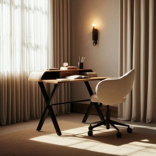 ESCRITORIO NATURAL-NEGRO MADERA DE MANGO 125 X 62 X 90 CM - Imagen 2