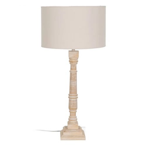 LÁMPARA MESA NATURAL MADERA / TEJIDO 40 X 40 X 82,50 CM