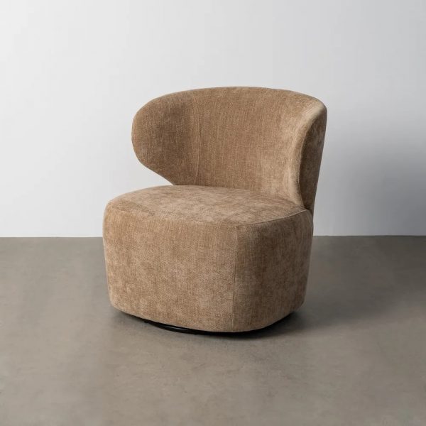 SILLÓN GIRATORIO  TEJIDO-MADERA 73 X 68 X 74 CM - Imagen 5
