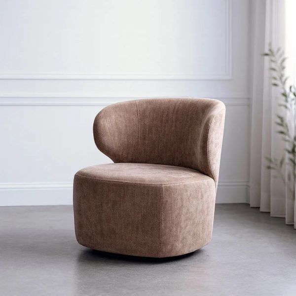 SILLÓN GIRATORIO  TEJIDO-MADERA 73 X 68 X 74 CM - Imagen 4