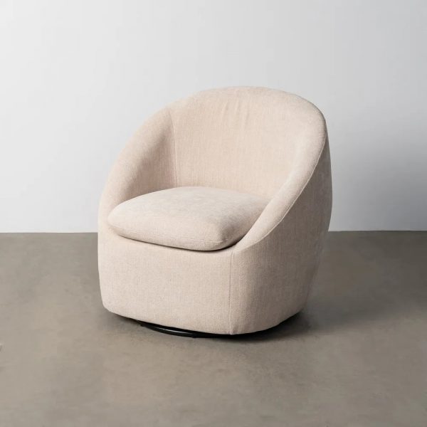 SILLÓN GIRATORIO TEJIDO-MADERA 72 X 63 X 73 CM - Imagen 3