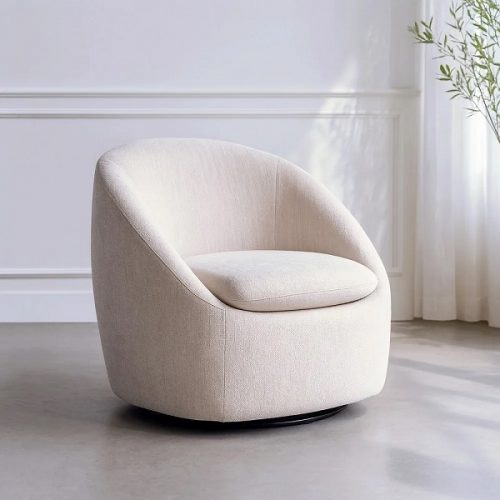 SILLÓN GIRATORIO TEJIDO-MADERA 72 X 63 X 73 CM