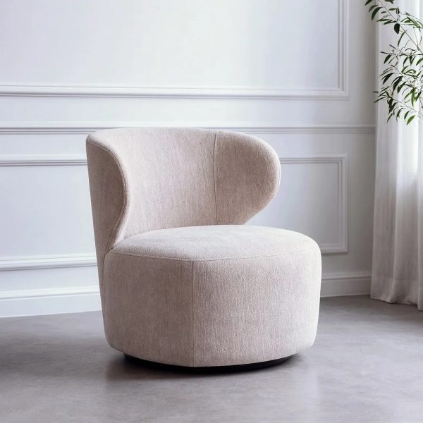 SILLÓN GIRATORIO  TEJIDO-MADERA 73 X 68 X 74 CM - Imagen 2