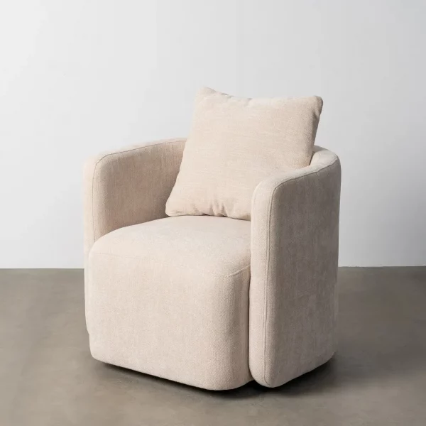 SILLÓN GIRATORIO TEJIDO-MADERA 76 X 70 X 84 CM - Imagen 3