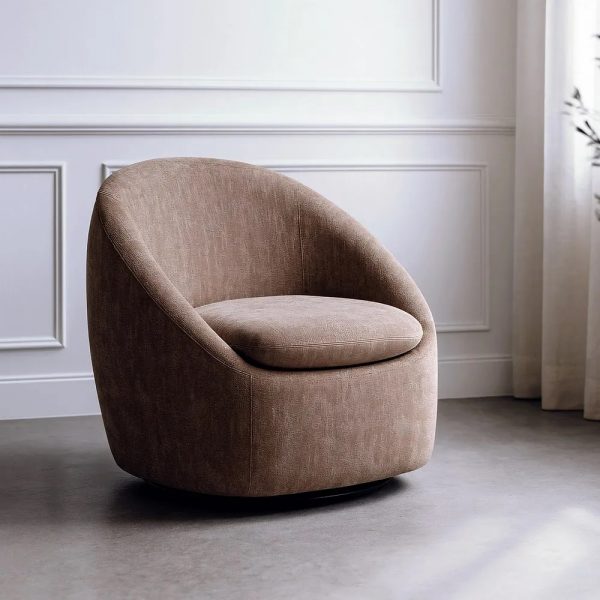 SILLÓN GIRATORIO TEJIDO-MADERA 72 X 63 X 73 CM - Imagen 4