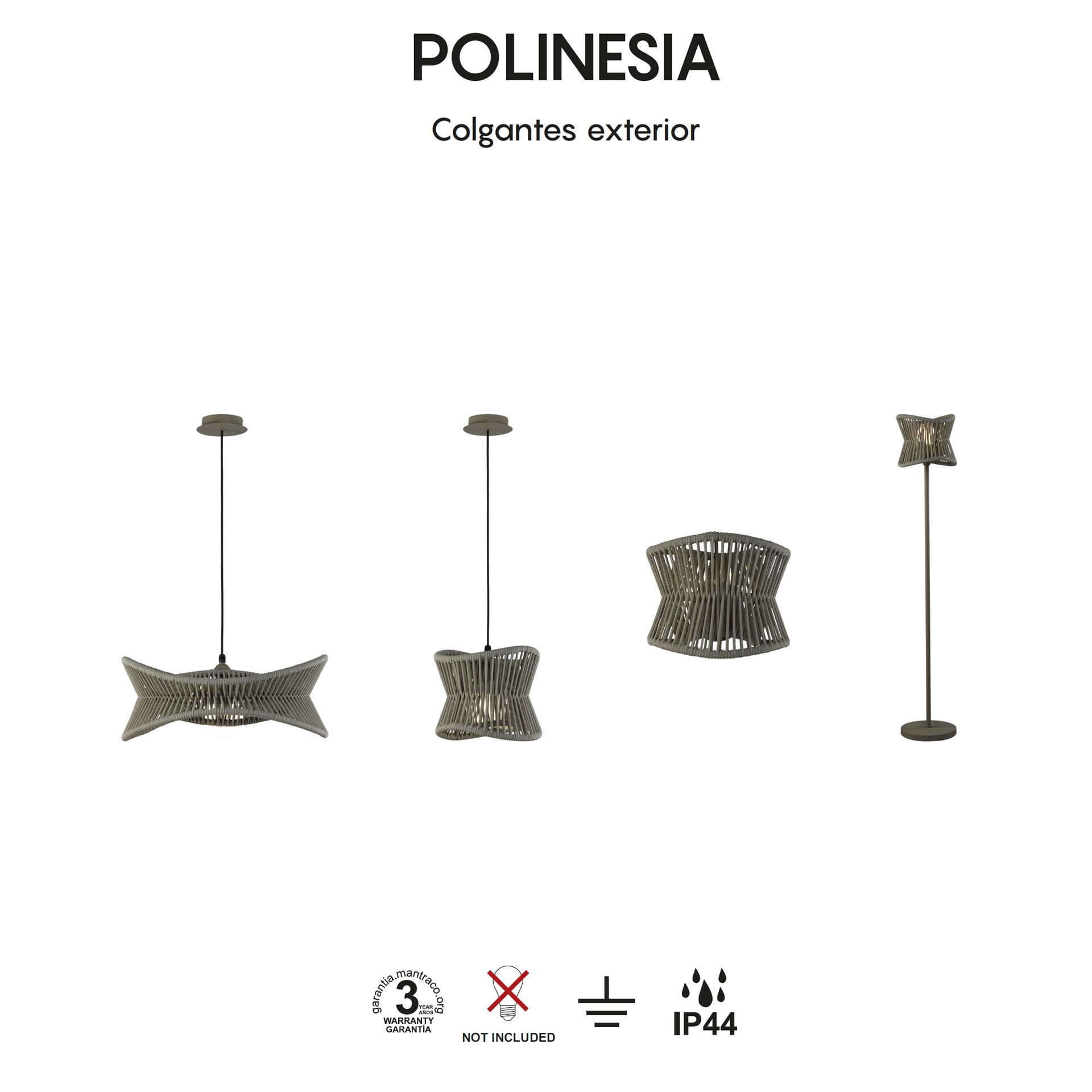 Lámpara techo exteriores POLINESIA 30cm - Imagen 3