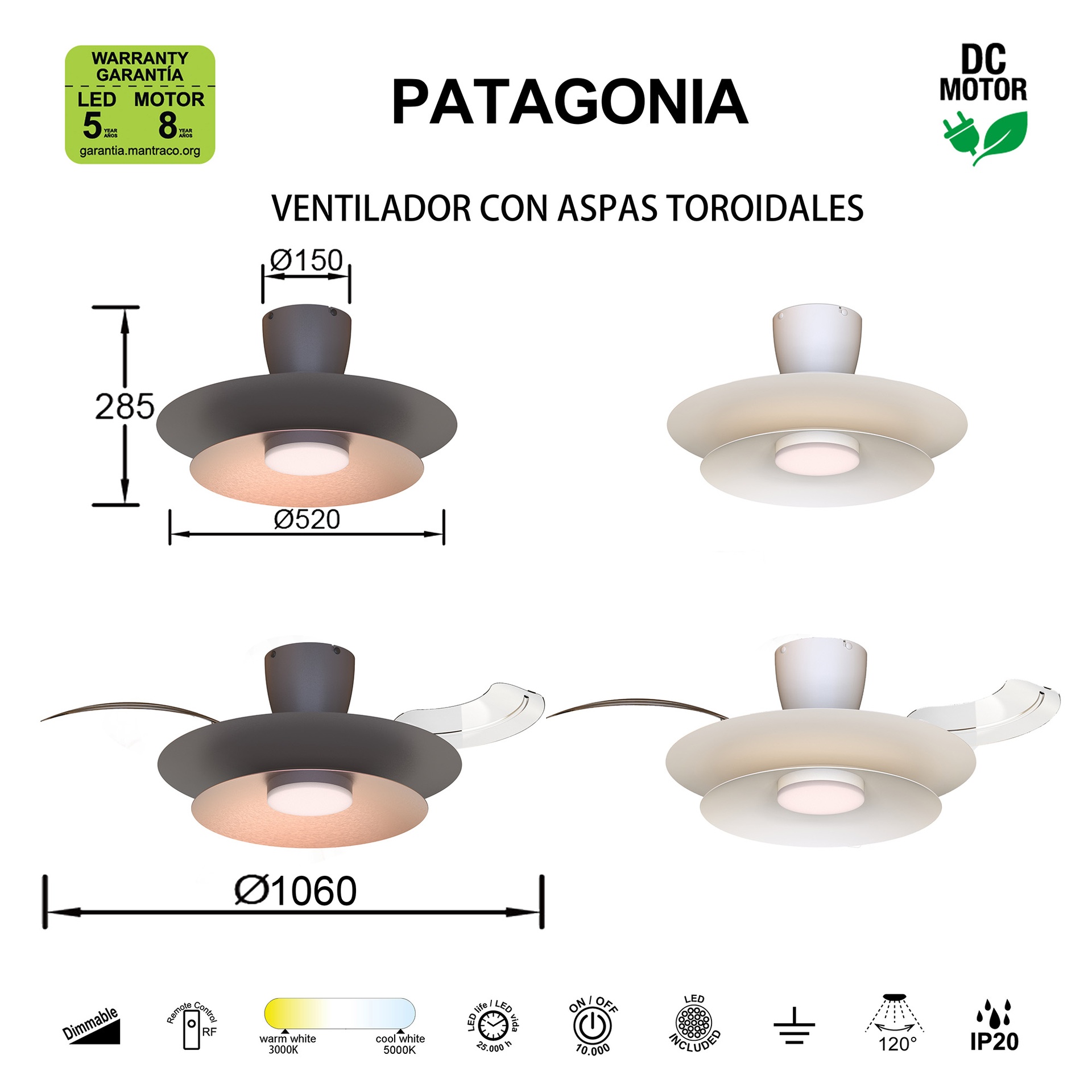 Lampara ventilador LED Patagonia - Imagen 12
