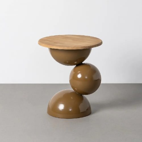 MESITA MARRON METAL MADERA