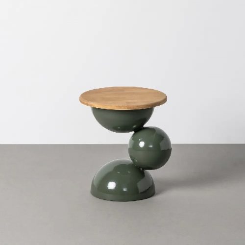 MESITA VERDE METAL MADERA