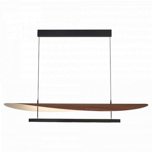 Lámpara Colgante Lineal Mantra ABISAL Negro/Madera 48W 3000K 27.5x120cm